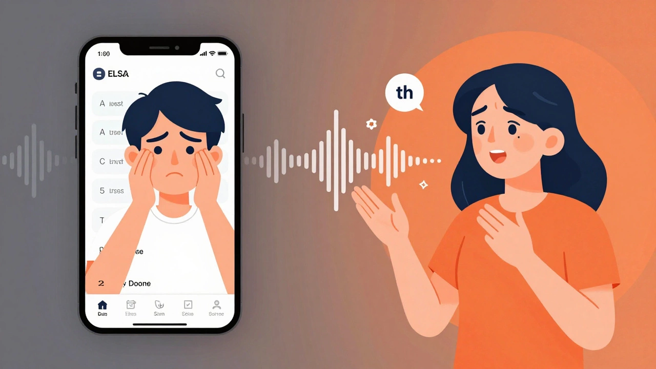 Contrast between robotic language app practice and real-time feedback from ELSA Speak.