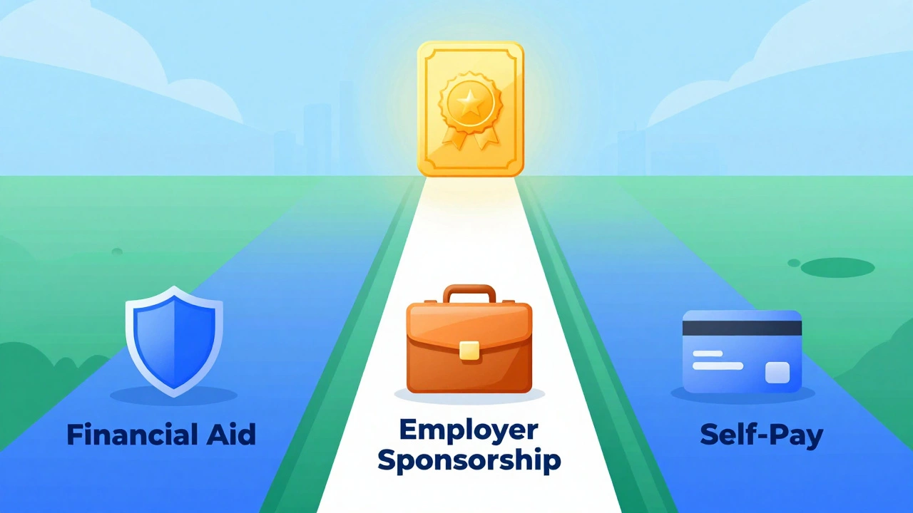 Illustration of three paths to earning a certificate for free