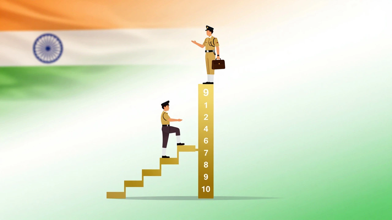 Conceptual career ladder highlighting the transition to GS Level 9 officer rank.