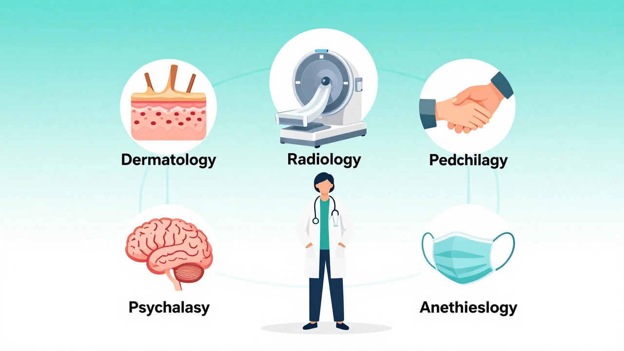 Illustration of top five medical specializations for female doctors