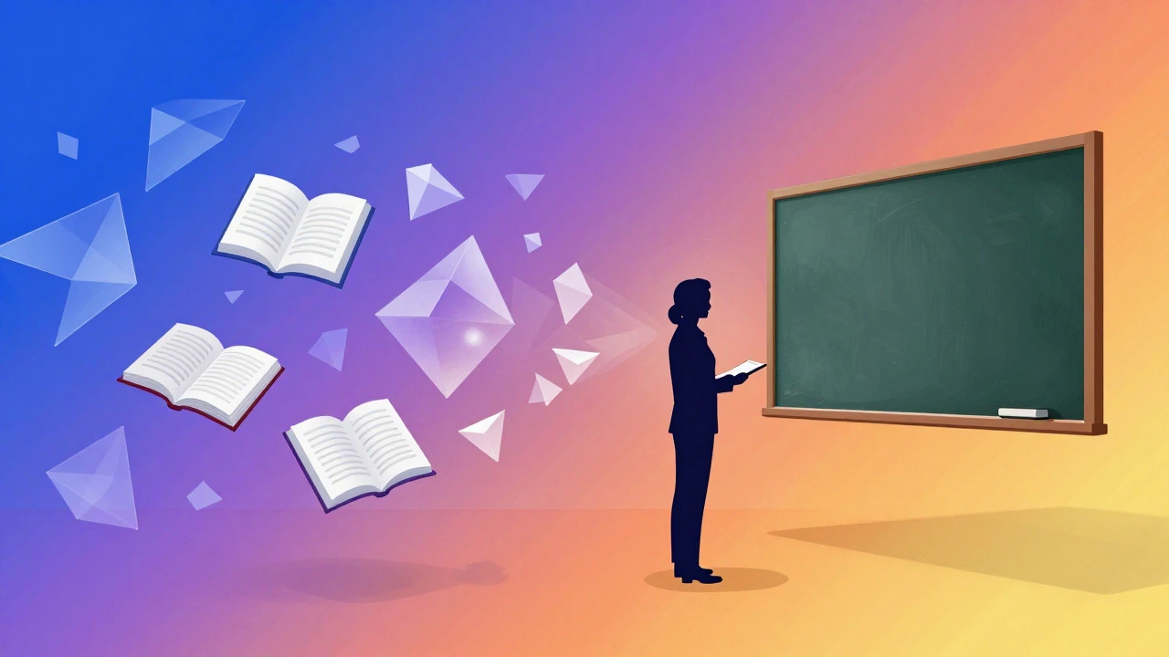 Abstract visual of academic theory transforming into practical teaching tools.