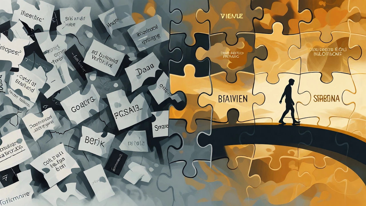 Abstract visualization of moving from rigid study to fluent speech
